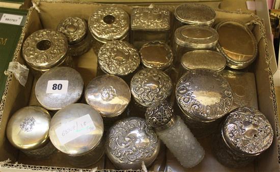 20 x silver lidded toilet jars